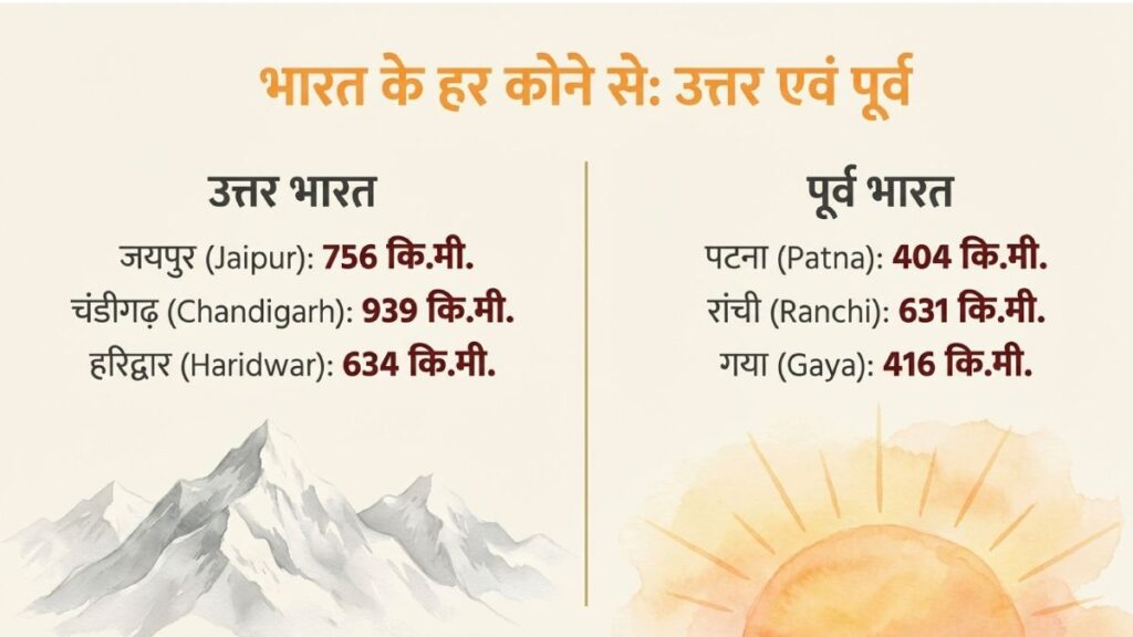 शहरों से अयोध्या की दूरी कितनी है