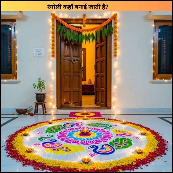 रंगोली कहाँ बनाई जाती है