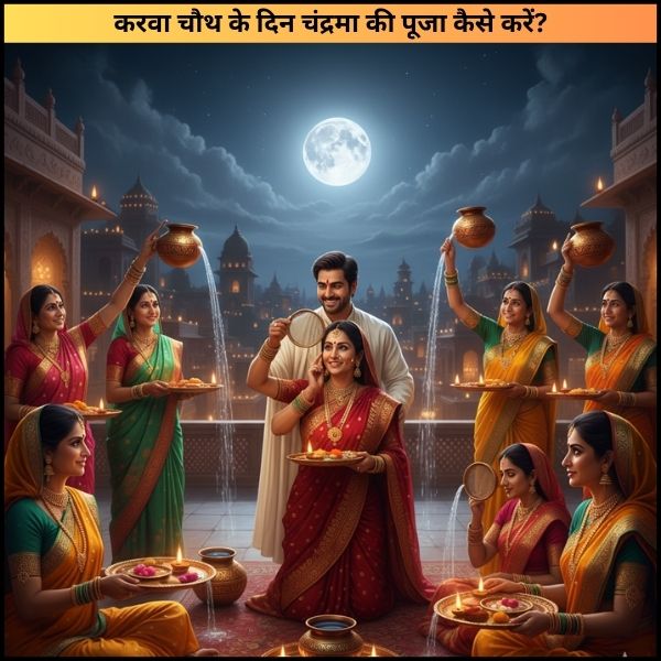 करवा चौथ के दिन चंद्रमा की पूजा कैसे करें?