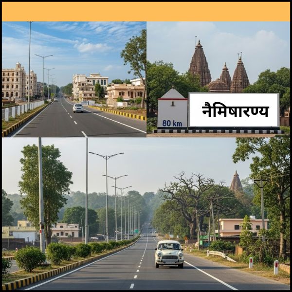 लखनऊ और नैमिषारण्य के बीच की दूरी कितनी है?