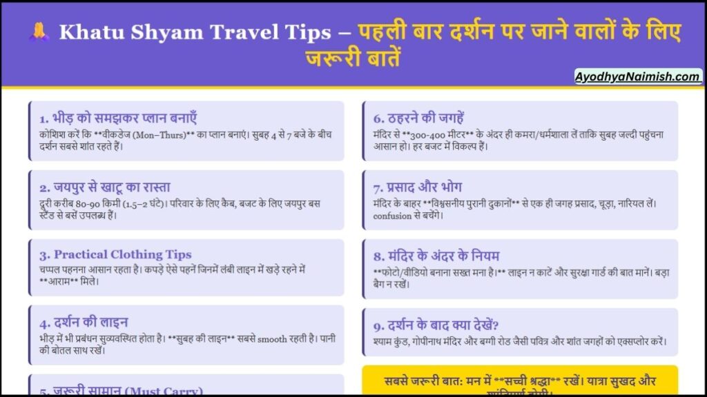 Khatu Shyam Travel Tips – पहली बार दर्शन पर जाने वालों के लिए जरूरी बातें