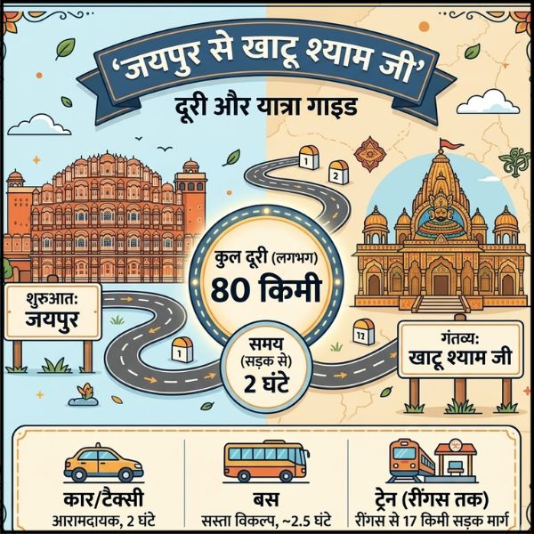 जयपुर से खाटू श्याम जी की दूरी कितनी है?