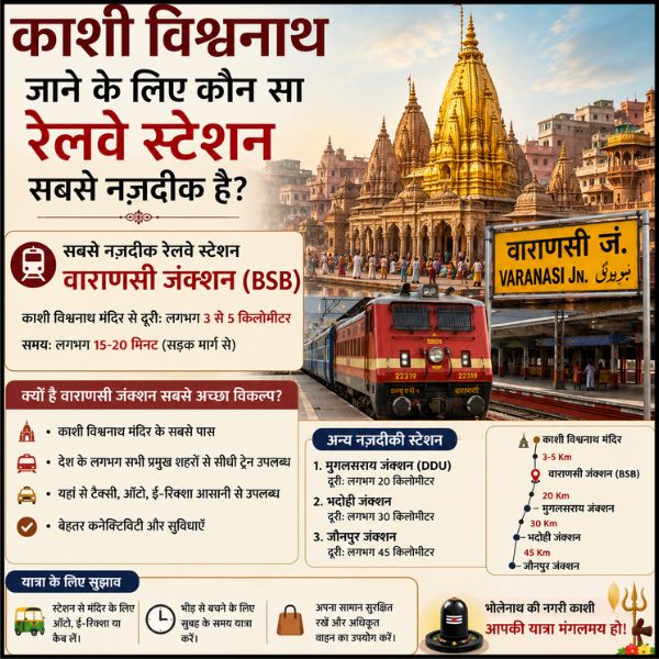 काशी विश्वनाथ जाने के लिए कौन सा रेलवे स्टेशन सबसे नज़दीक है?
